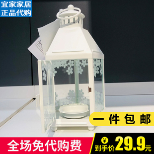 宜家克林苏恩北欧浪漫吊挂香薰白色蜡烛台IKEA玻璃蕾丝图案烛台灯