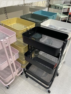 宜家正品拉斯克手推车厨房收纳小推车母婴置物架落地放菜架瓶子架