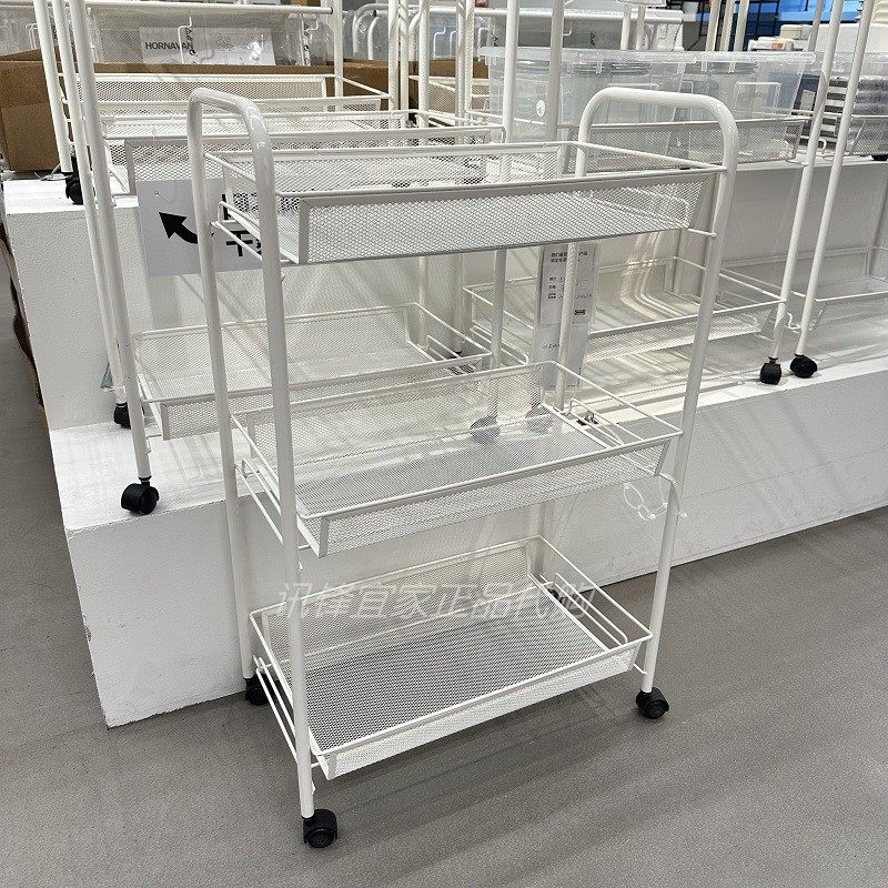 IKEA宜家霍纳文推车浴室厨房置物架文件收纳架带轮金属收纳手推车