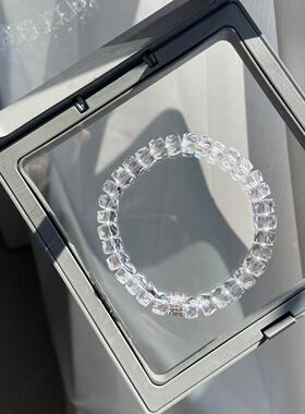 【碎银几两】天然8M切面白水晶算盘珠手链女款时尚小清新简约手链