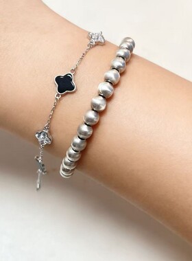 银誓s999纯银轻奢复古四叶草手链女个性高级感小众四叶花手饰品