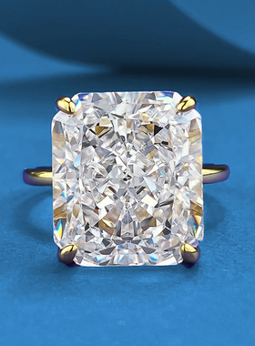 洛熙寺珠宝新款925银高碳钻12*14mm冰花切戒指简约欧美速卖通跨境