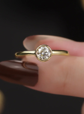 隆隆金新S925银金色6mm圆钻光面戒指女日常百搭欧美跨境小红书款