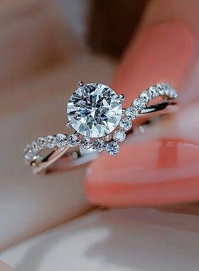 精工工艺S925银为爱加冕莫桑石戒指皇冠TK热销百搭叠戴源头工厂