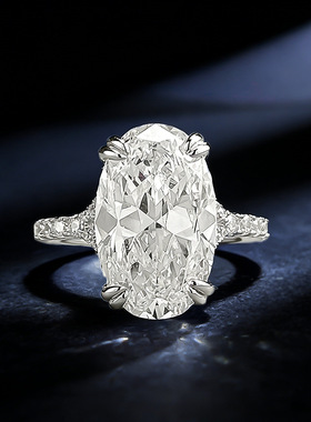 隆隆金珠宝新款S925银10*16mm椭圆鸽子蛋戒指轻奢高级设计感时尚