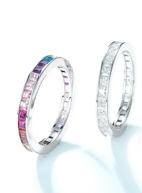 跨境专供夏日璀璨彩锆闭口戒指S925银镶嵌彩宝轻奢简约戒指欧美风