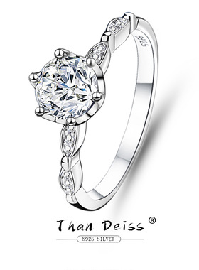 跨境轻奢新款原创s925银莫桑石皇冠戒指女时尚求婚钻戒1克拉直播