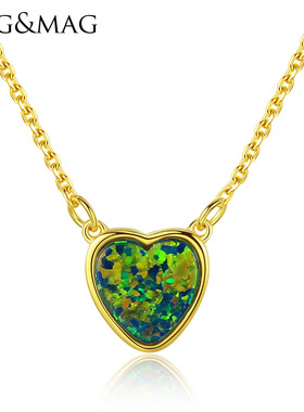 PAG&MAG S925可爱心形吊坠银镶澳宝项链亚马逊创意新品项饰品批发