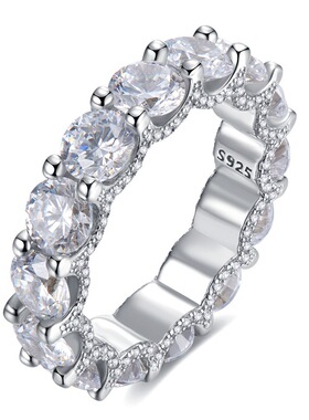 卓之凡珠宝新款S925银优雅别致高碳钻中指订婚戒指女网红时尚欧美