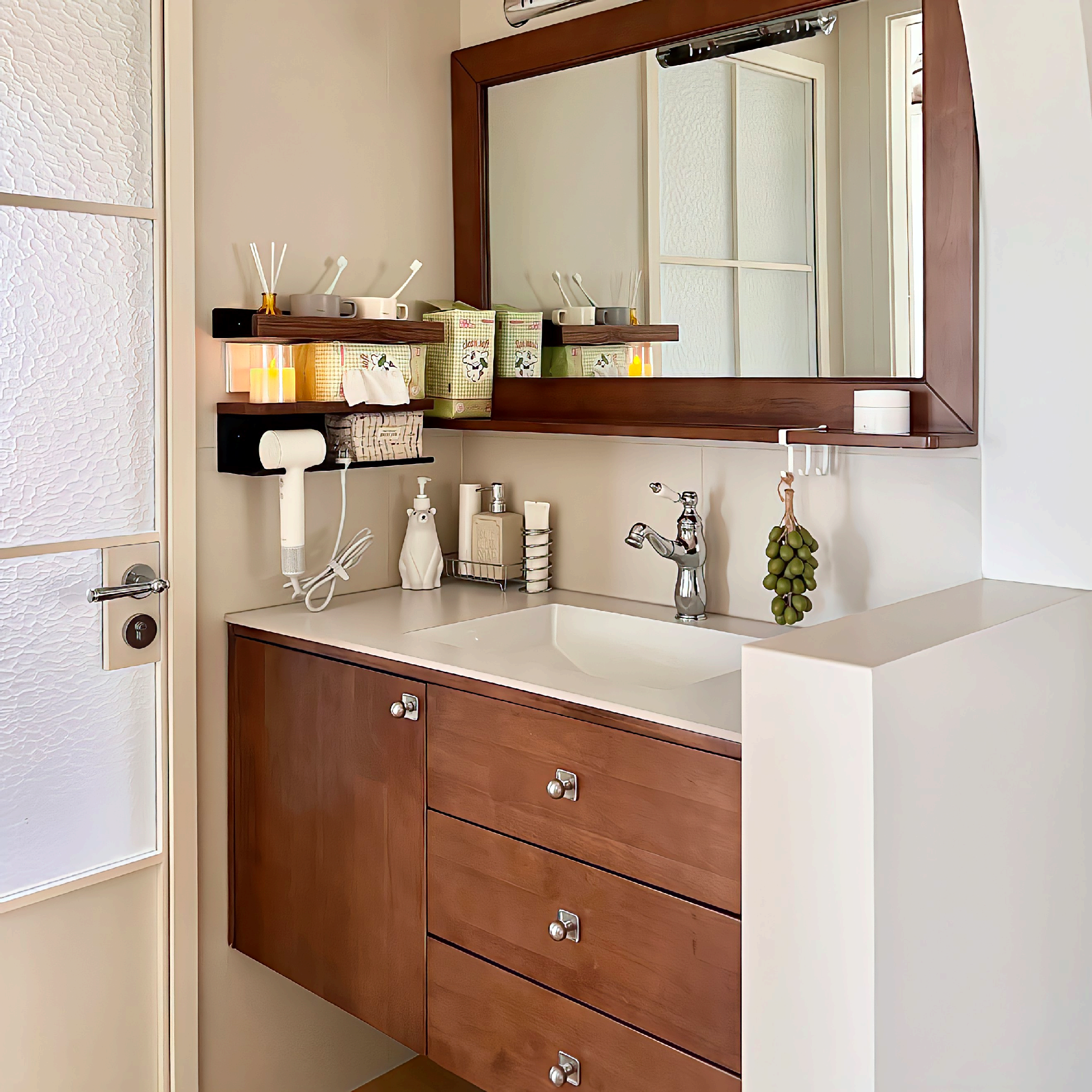 中古风复古实木浴室柜组合卫生间陶瓷一体盆洗手台烤漆洗漱台定制,家装主材,浴室柜组合,淘宝优惠券,粉丝福利购,淘宝优惠卷