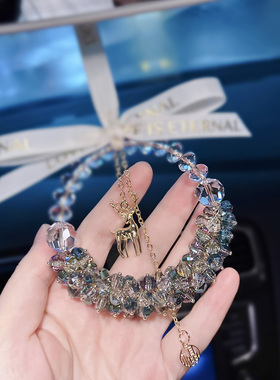 小红书同款绿光汽车挂件一路平安车载水晶挂饰后视镜车内吊坠男女