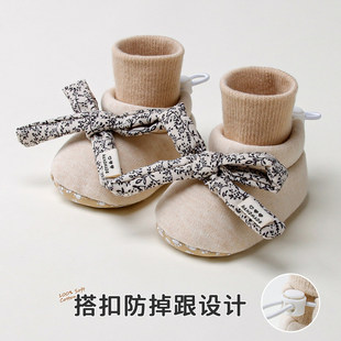 软底鞋 蝴蝶结婴儿鞋 6到12个月冬季 宝宝步前鞋 公主袜 子小月龄袜鞋