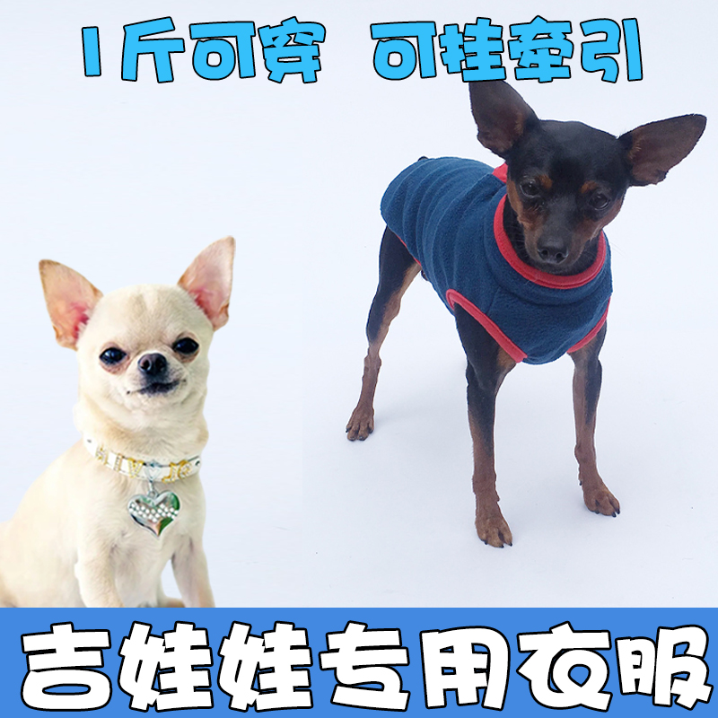 吉娃娃专用小体秋冬幼犬衣服迷你狗狗两脚保暖护肚子带牵引扣卫衣