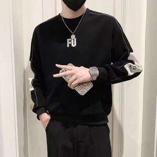 打底衫 2025男士 上衣内搭高级感卫衣圆领痞帅加绒长袖 新款 春秋冬装