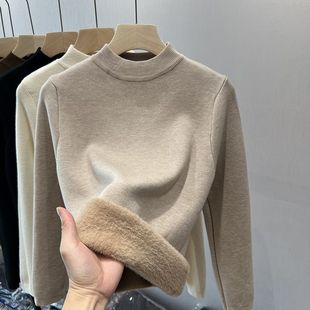 打底衫 冬季 男款 加绒加厚毛衣男士 中领男生毛衣 超厚一体绒中领新款