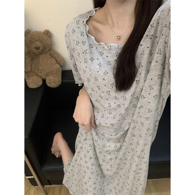 睡裙女夏季莫代尔女带胸垫睡衣裙