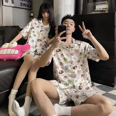 可爱蜡笔小新情侣睡衣夏季冰丝