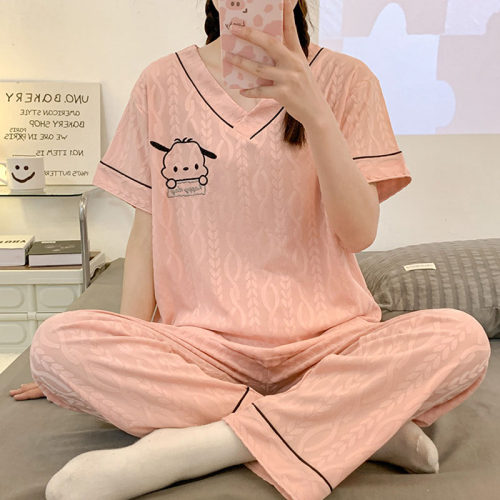 睡衣女款夏季天短袖长裤卡通可爱