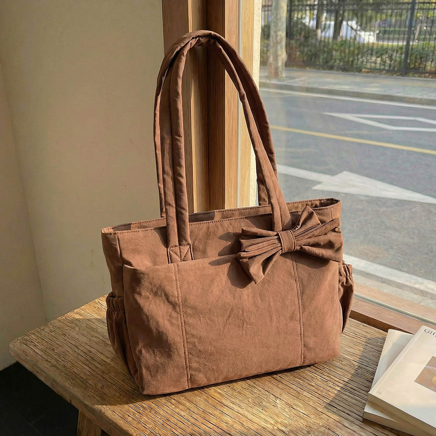 小众蝴蝶结托特包女大容量帆布单肩包休闲简约通勤包学生上课背包,箱包皮具/热销女包/男包,通用款女包,淘宝优惠券,粉丝福利购,淘宝优惠卷