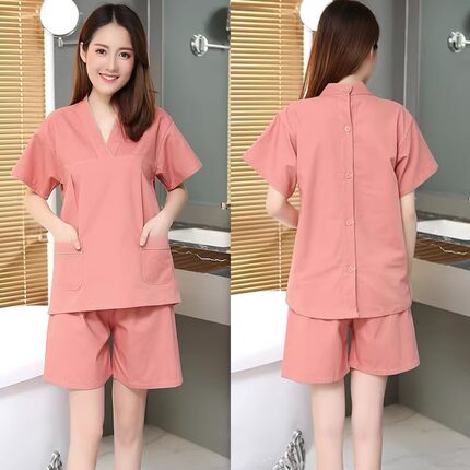 纯棉艾灸服男女后开衫套装针灸按摩服大码理疗养生汗蒸服火疗刮痧