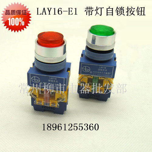 全新正品正宗杭州三力按钮 LAY16-E1(D)氖灯带灯自锁按钮