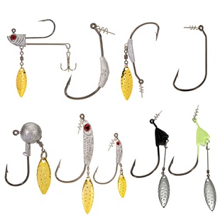 带弹簧锁针带铅曲柄钩加亮片宽腹单钩路亚铅头旋转亮片曲柄钩跨境