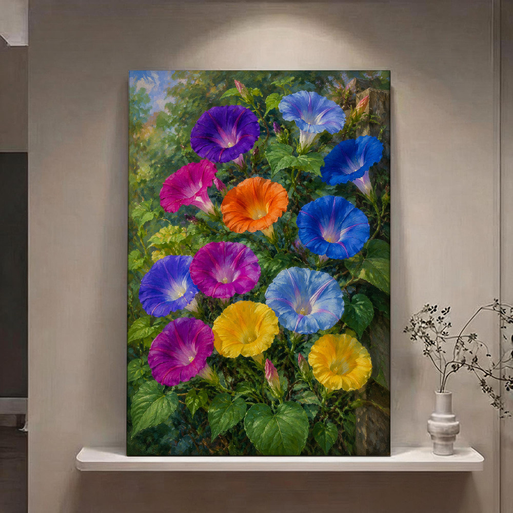 牵牛花风景油画装饰画客厅挂画现代简约壁画