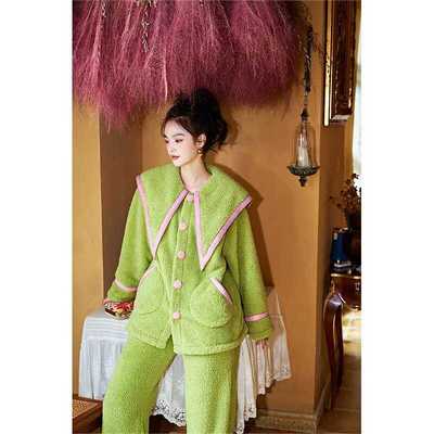 秋冬季家居服加厚保暖睡衣珊瑚绒