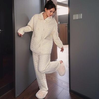 极简三层加厚夹棉保暖睡衣