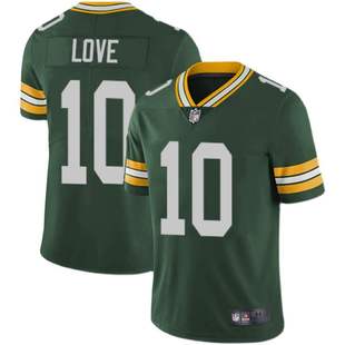 绿湾包装工橄榄球服Green Bay Packers 10号Love球衣 比赛服 刺绣