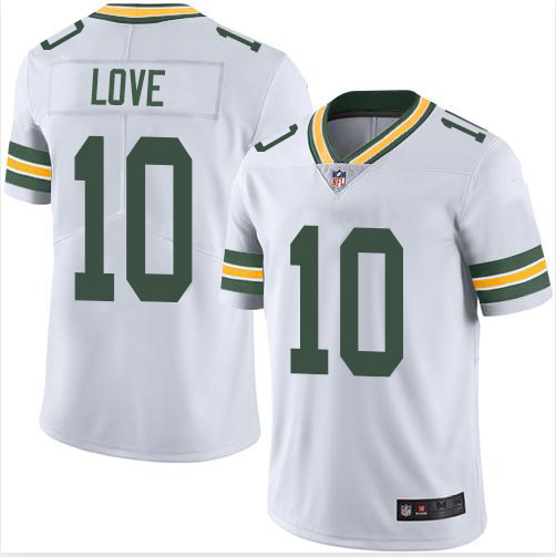 绿湾包装工队橄榄球服  Packers 10号LOVE球衣 比赛训练服刺绣 男