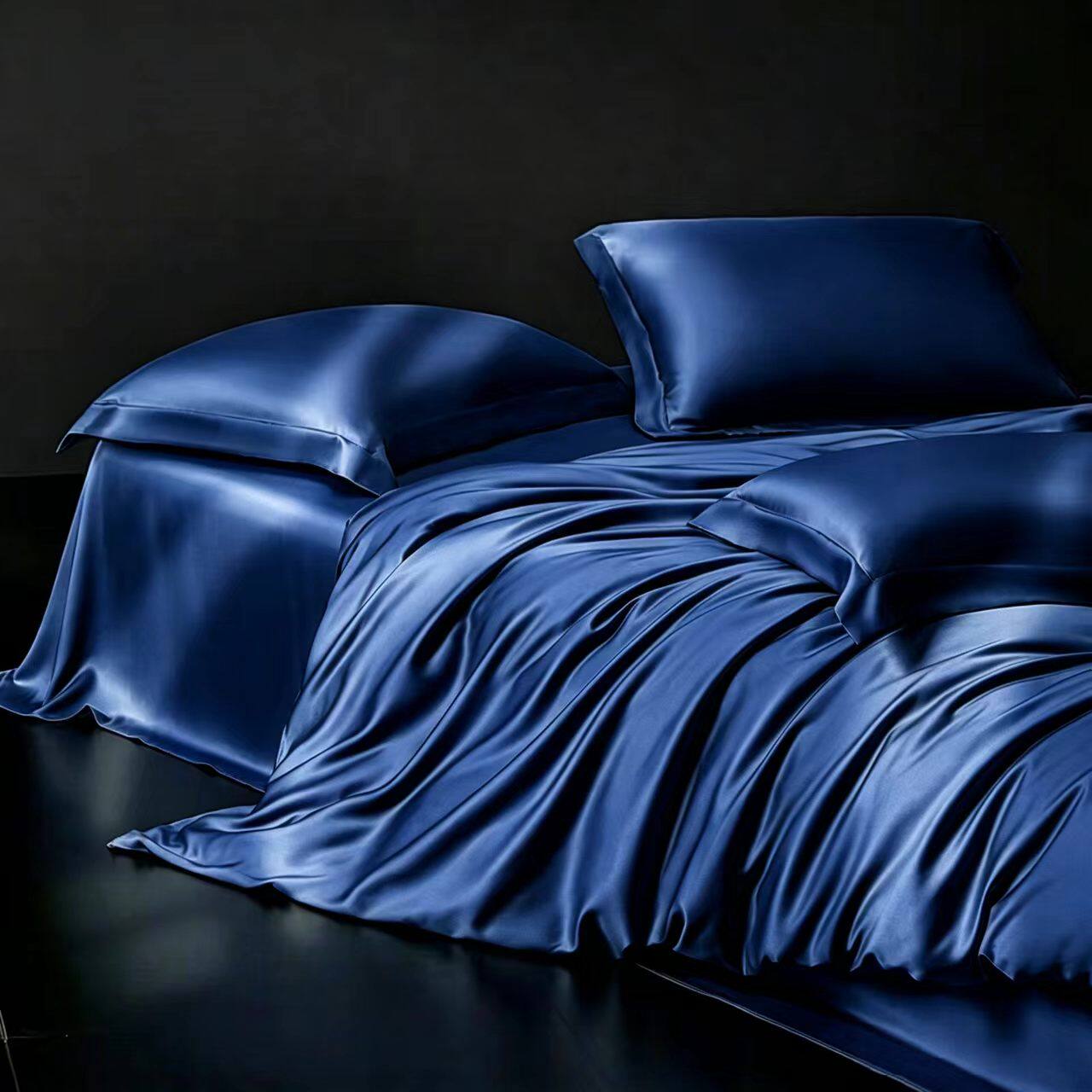 夏季简约丝绸四件套水洗真丝凉感纤维冰丝被套定制床笠款床上用品