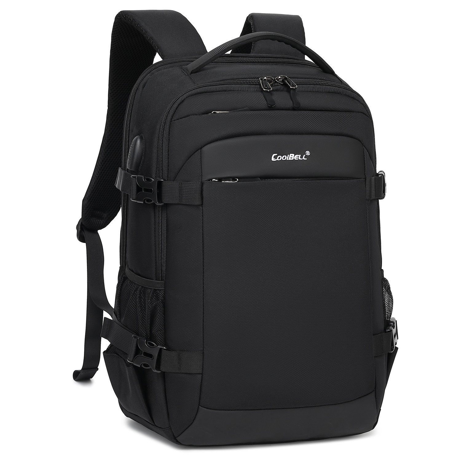 酷贝尔商务双肩电脑包15.6/16英寸大容量休闲旅行背包男士出差户外加密防盗可登机背包防水耐磨牛津帆布书包