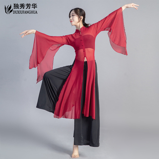 中国舞表演出服装 身韵纱衣飘逸广袖 古风汉唐大袖 古典舞蹈服女新款