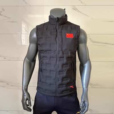 安踏国服24立领羽绒马甲保暖冠军