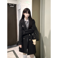 车厘子jk【律政学园】中长款风衣女新款韩版双排扣小个子短款外套