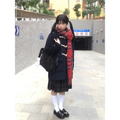 车厘子jk制服牛角扣大衣女冬季 原创日系学院风加厚小个子毛呢外套