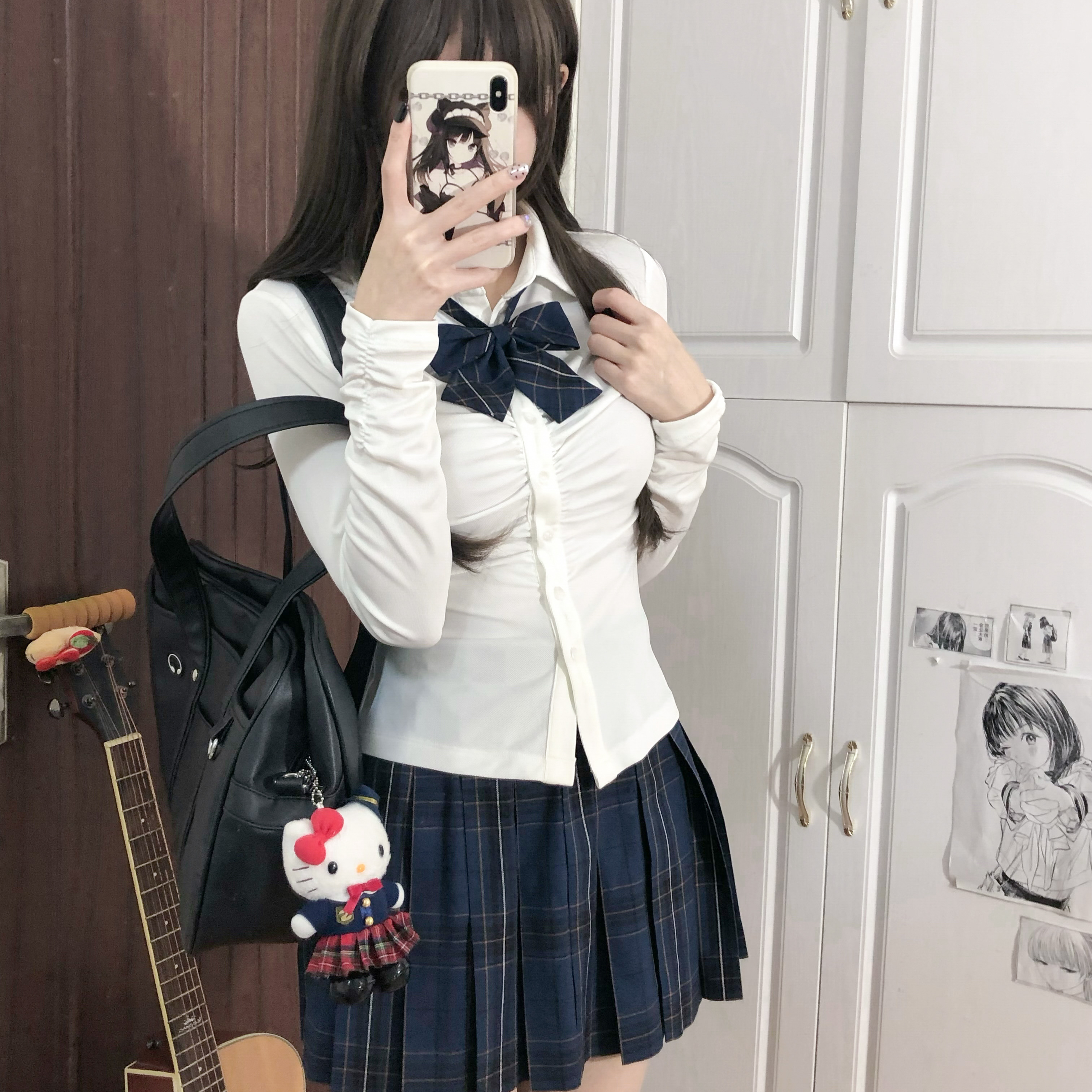 【鲸羽】日系学院风制服百褶格裙