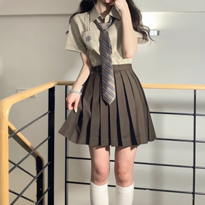 车厘子jk制服套装女原创正版日系学院风jk短长袖衬衫奶茶色百褶裙