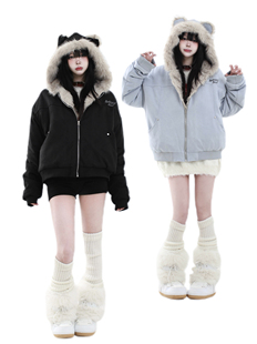 Galiren 复古麂皮绒兔耳座山雕毛领熊耳棉服外套男女冬季国潮宽松