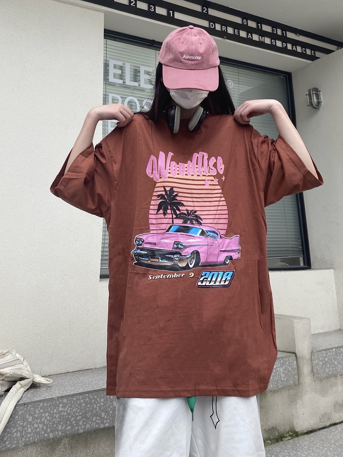 takeoff咖喱人夏季新款粉色短袖