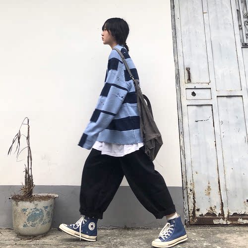 Take off咖喱人/日系复古工装裤阔腿裤灯笼百搭oversize秋冬学生