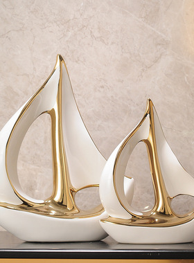 一帆风顺帆船酒柜摆件套装轻奢风高档家居客厅电视柜办公室装饰品