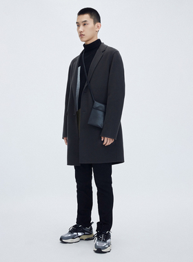 柜1899[G]男装双面羊毛呢大衣秋冬新款男士翻领商务休闲外套6005K