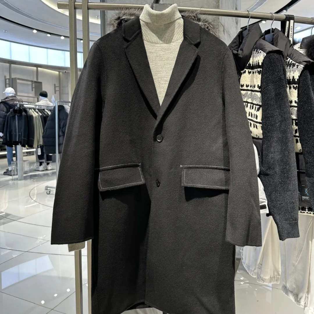 柜2499【G】通勤男装长款羊毛大衣 90羽绒内胆 保暖毛呢外套6004K,男装,毛呢大衣,淘宝优惠券,粉丝福利购,淘宝优惠卷