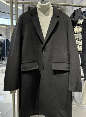 柜2499【G】通勤男装长款羊毛大衣 90羽绒内胆 保暖毛呢外套6004K