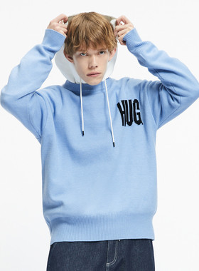 [商场同款]G家男装蓝色圆领毛衣秋冬新款 宽松套头情侣针织衫003I