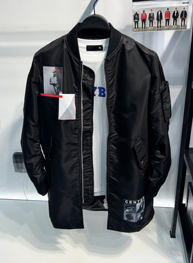 S码特惠!鸟家男装刺绣棒球领夹克男士宽松中长款风衣外套C73110