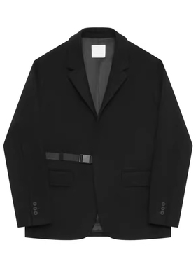 柜1499！g家男装毛呢西装 93％绵羊毛 黑色潮流西装短款大衣外套