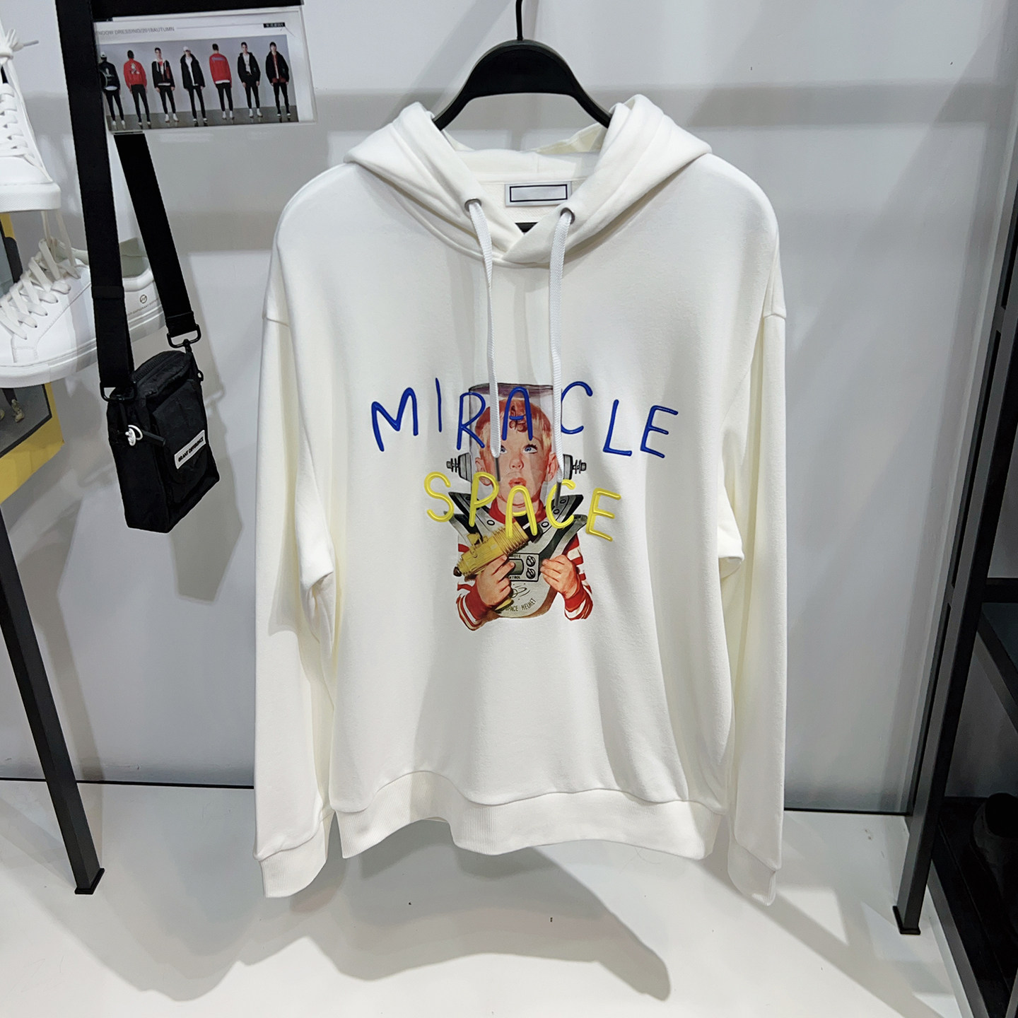 G家男装宽松休闲白色连帽卫衣潮